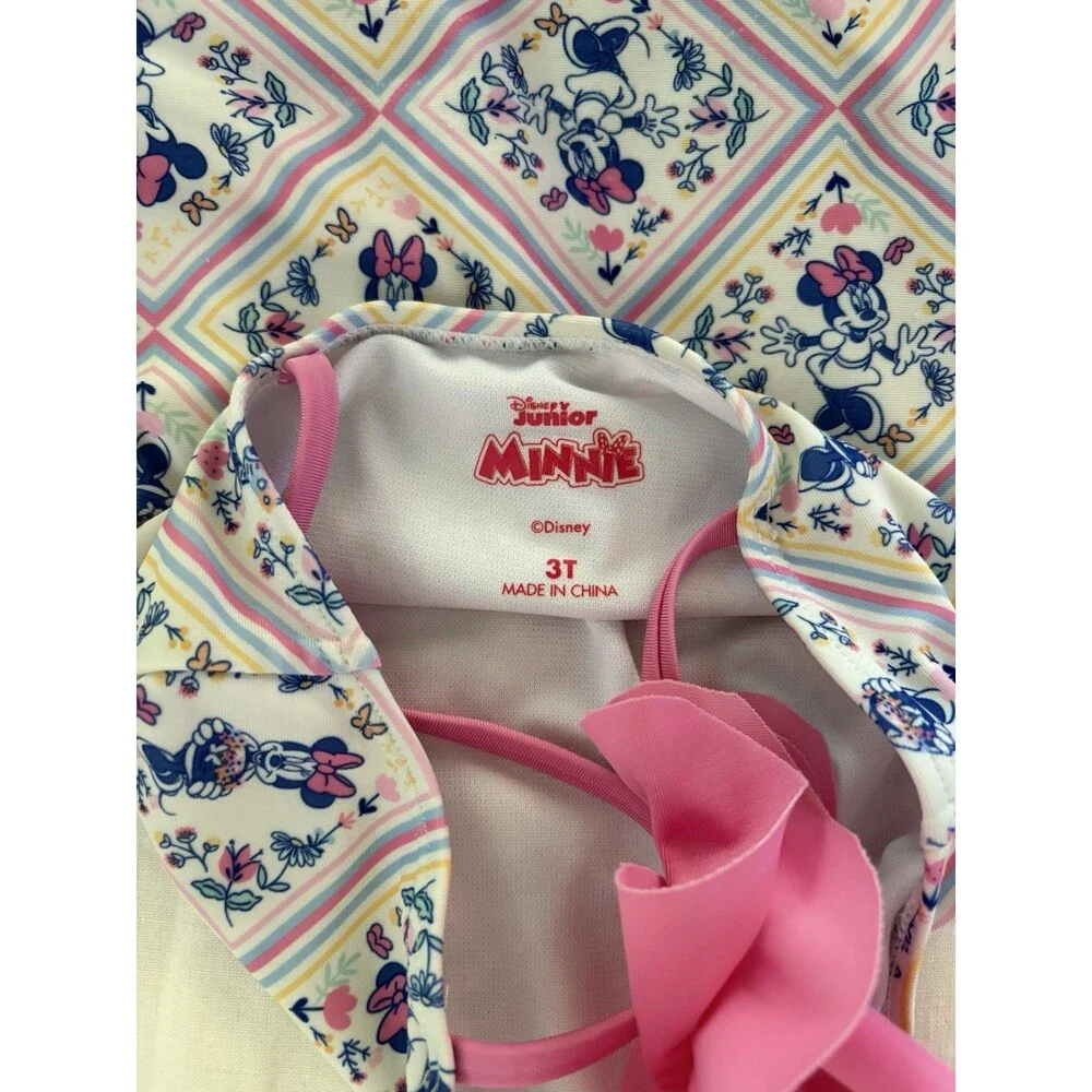 Disney Junior Minnie Swimsuit Pink Ruffle Strap Size 3T